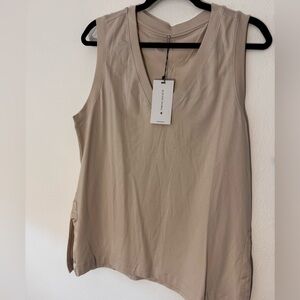 Sleeveless V-Neck Tank Top in Beige THRIVE SOCIETE LARGE TOP